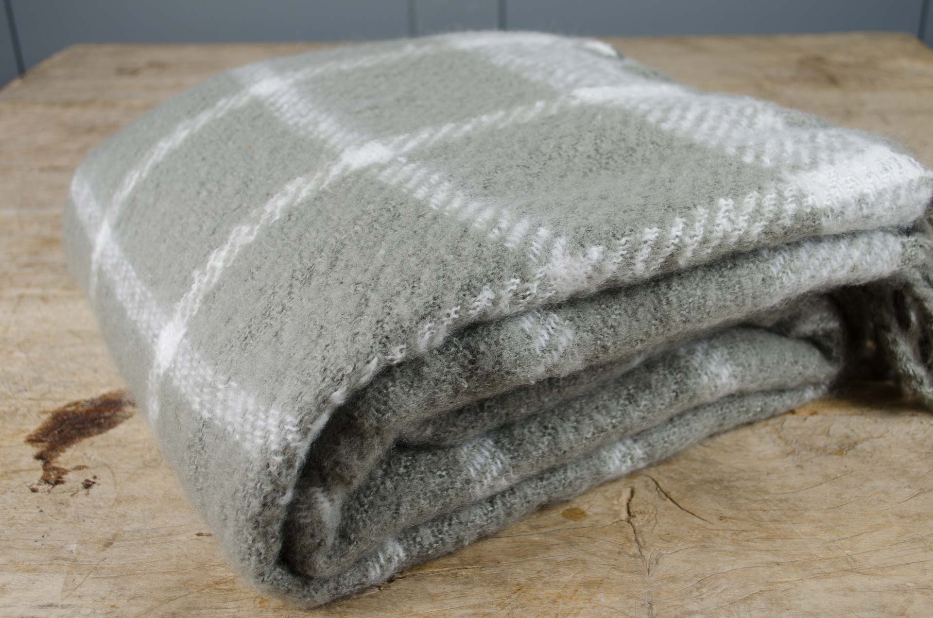 checked stone beige blanket