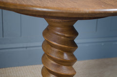 Decorative French style oak side table with corkscrew bobbin column
