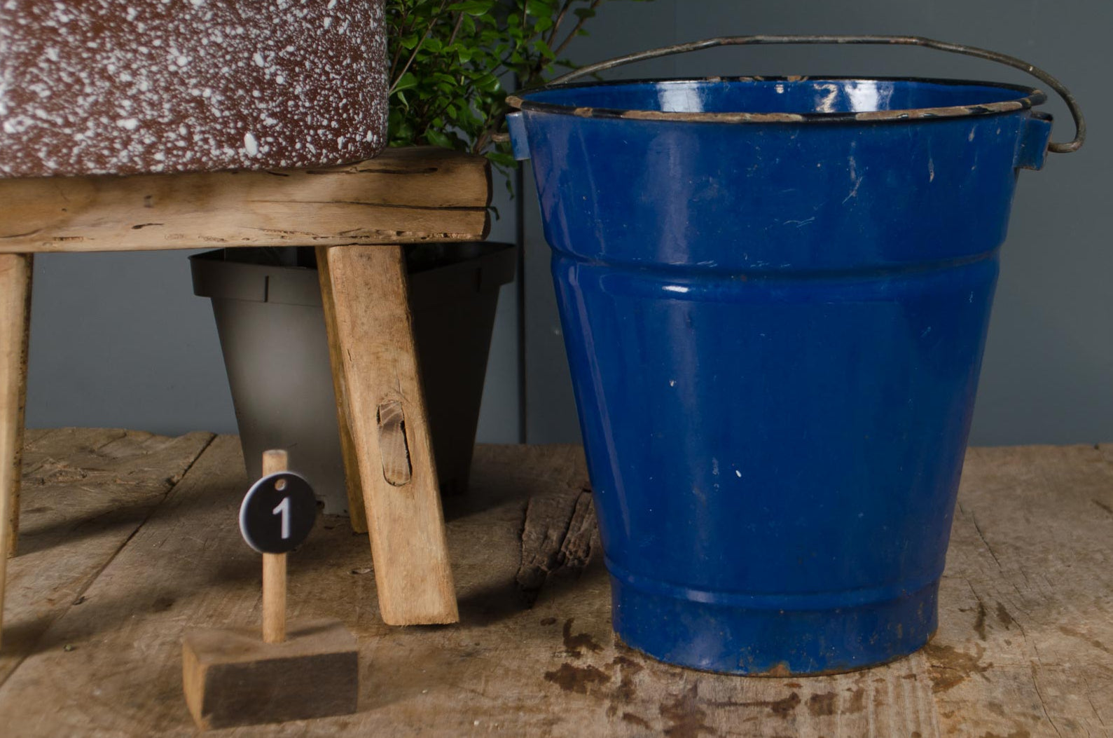 Vintage enamel buckets