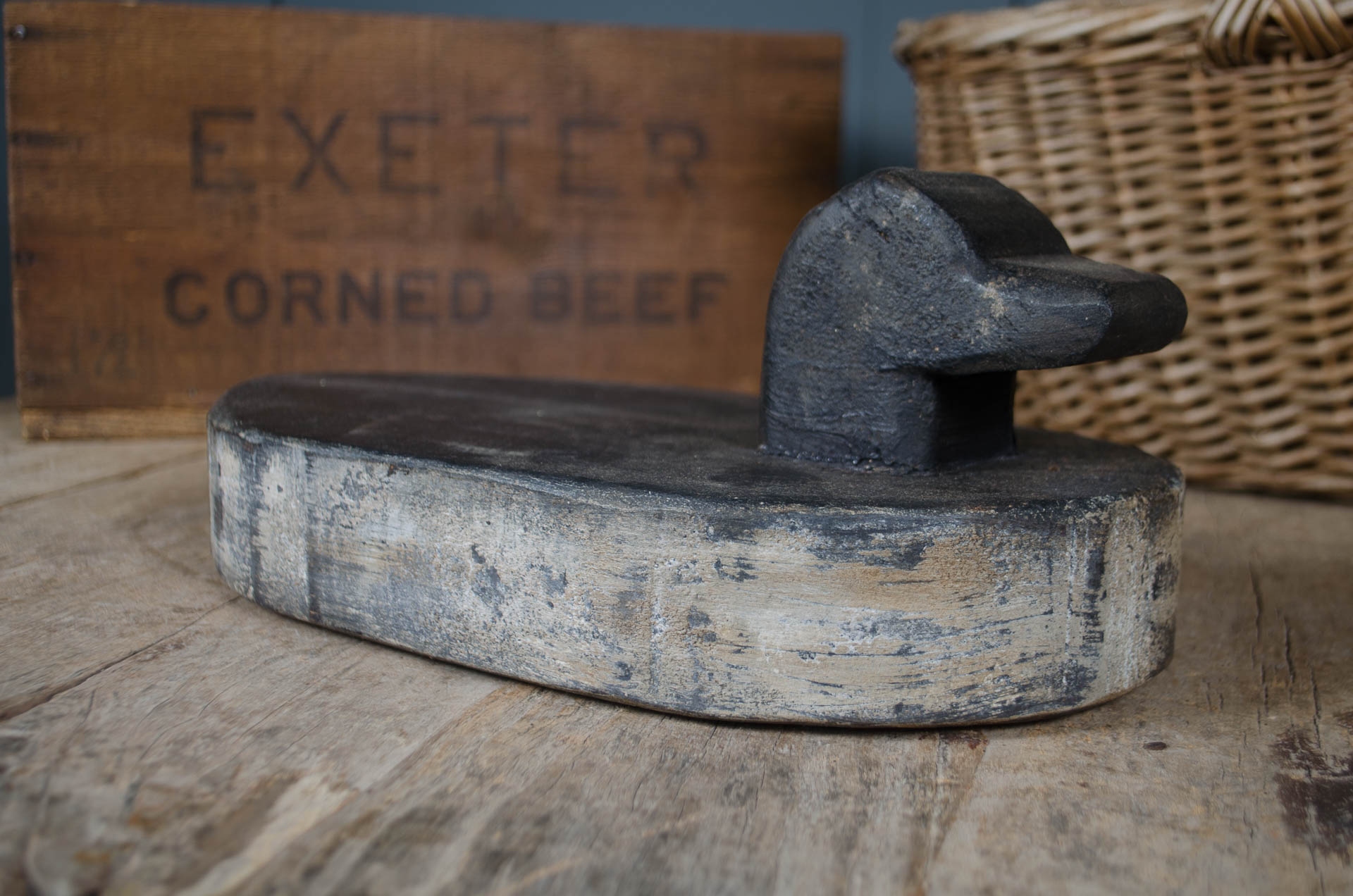 
Decorative reclaimed timber duck decoy for coastal home décor