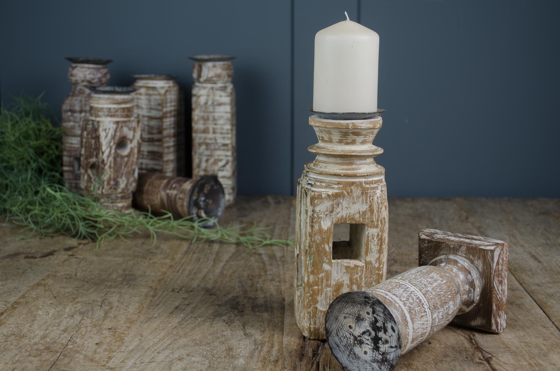 Reclaimed wood candlesticks