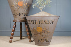 Original French grape champagne picking bucket with vineyard lettering