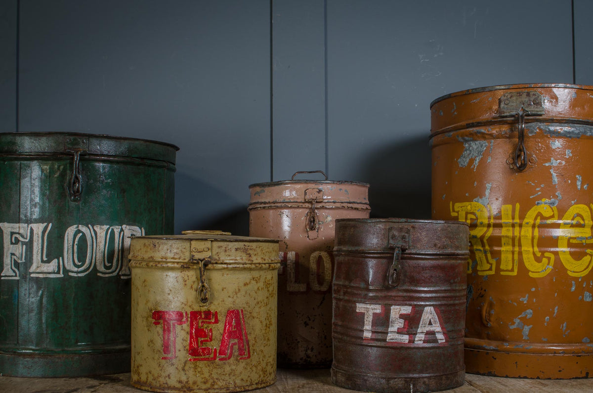 
Indian painted tea flour and rice storage containers
