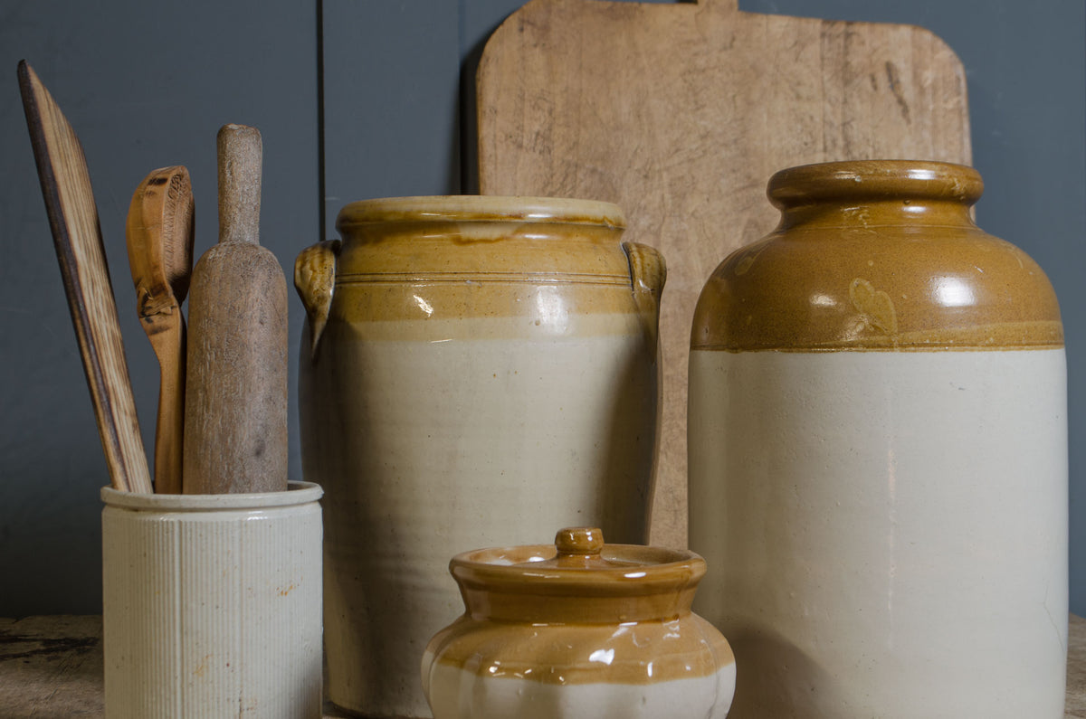 
Traditional Bristol glaze stoneware kitchen storage jars