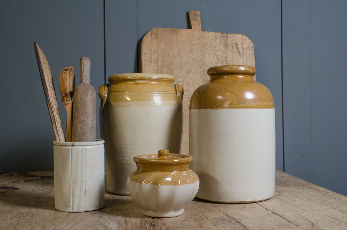 
Antique cream and brown Bristol glazed stoneware pot