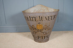 Traditional French vineyard harvest bucket with tapered shape