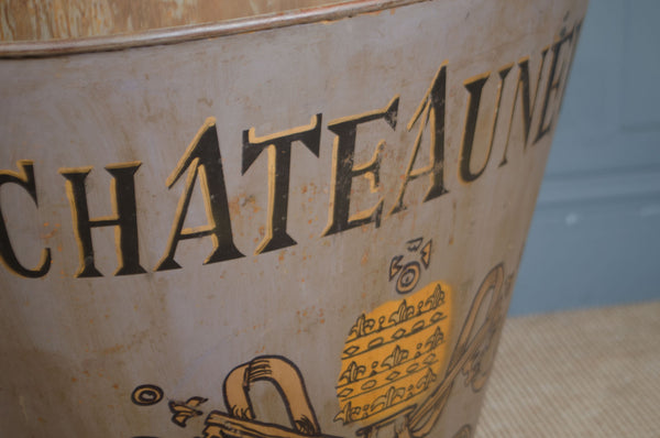 French metal grape harvest bucket used as planter