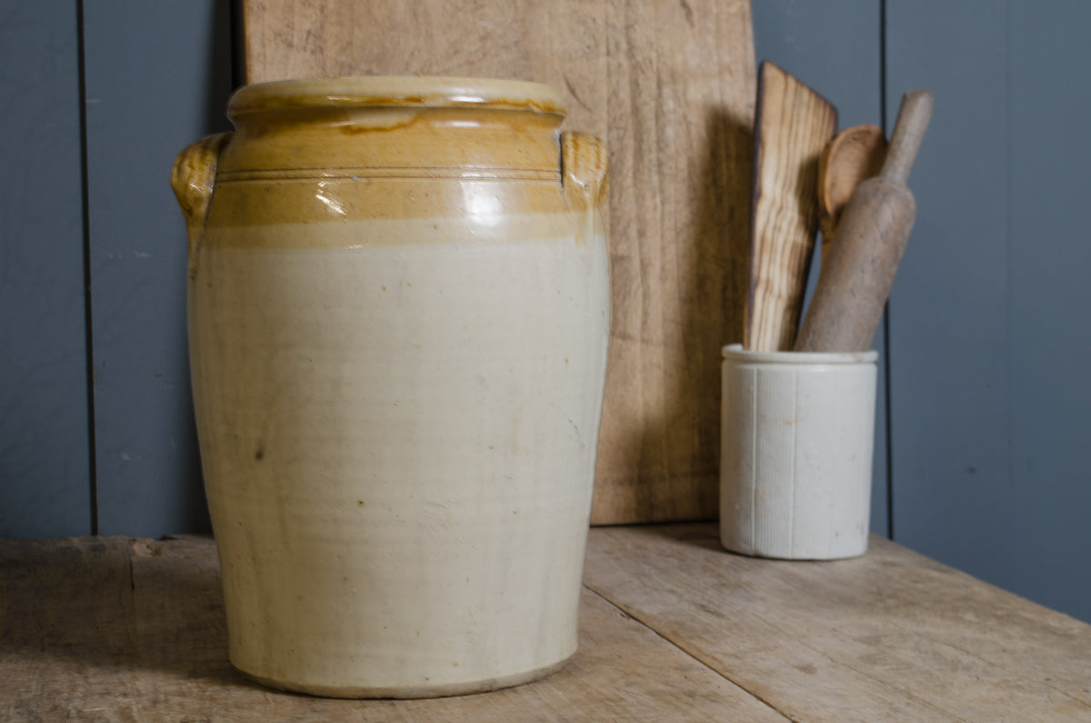 Two-tone Bristol glazed pottery storage jar