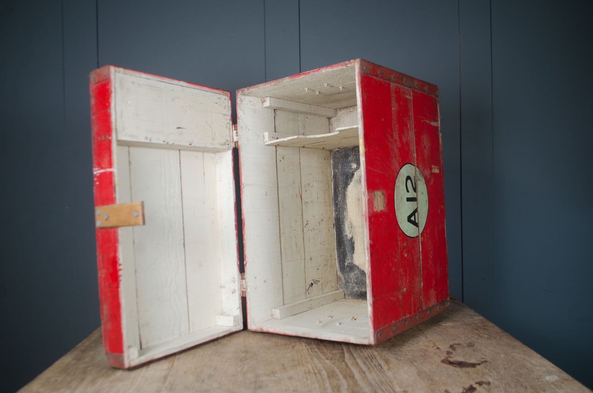 
Vintage painted storage chest with generous internal storage