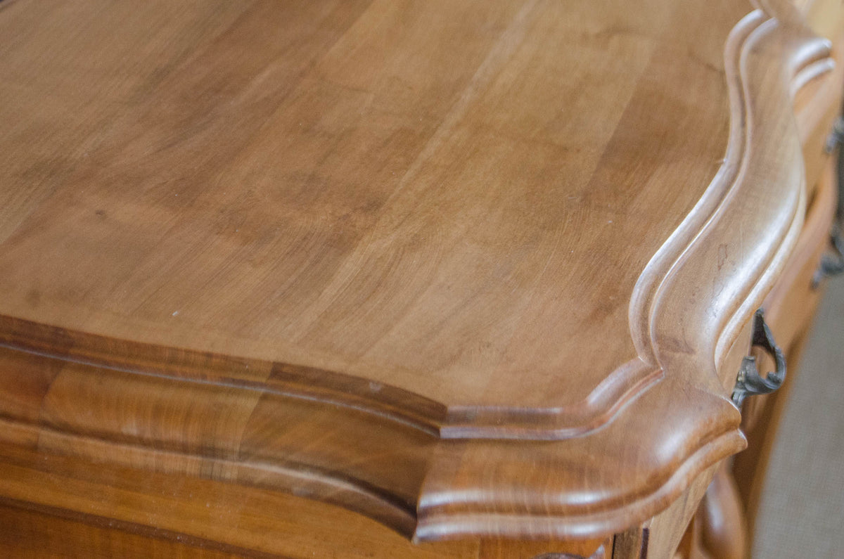Pair of old French bedside tables with curved legs