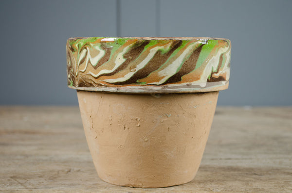 Marble glazed terracotta plant pot