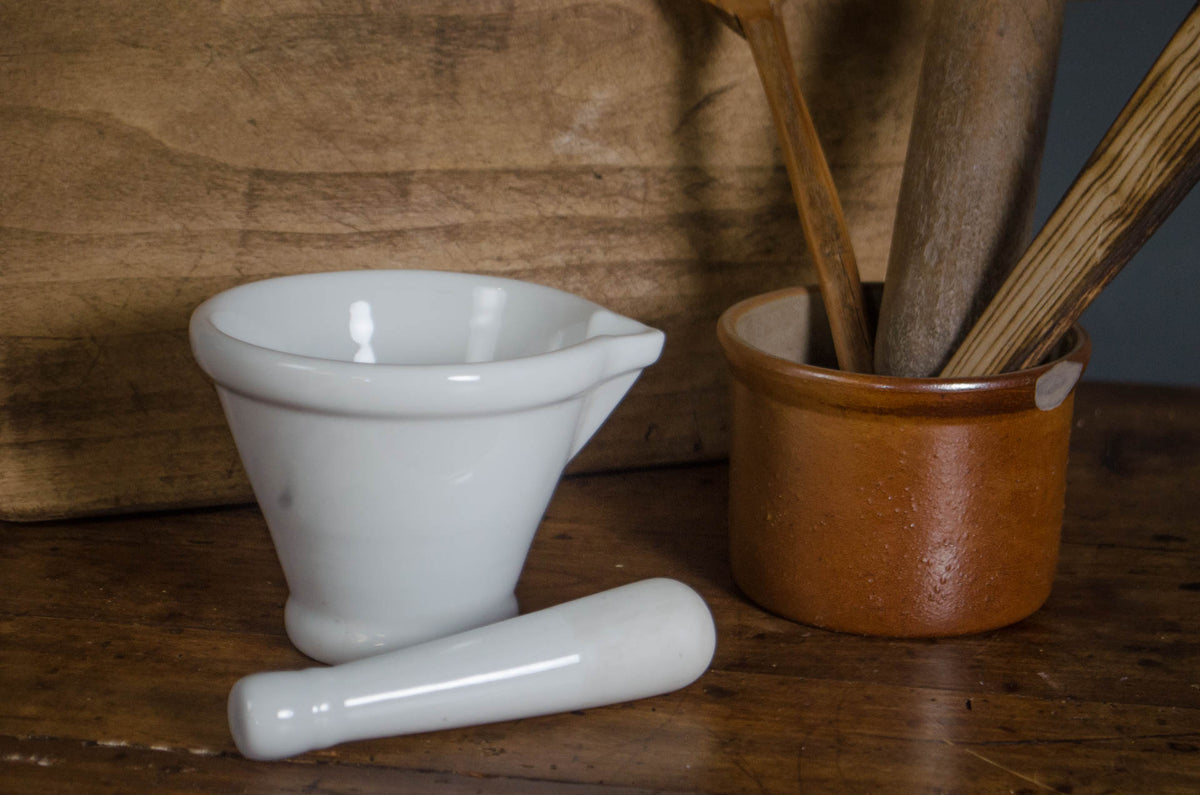 
Antique apothecary style mortar and pestle