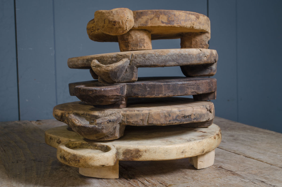 
Reclaimed Indian wooden chapati board with raised feet