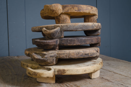 Reclaimed Indian wooden chapati board with raised feet