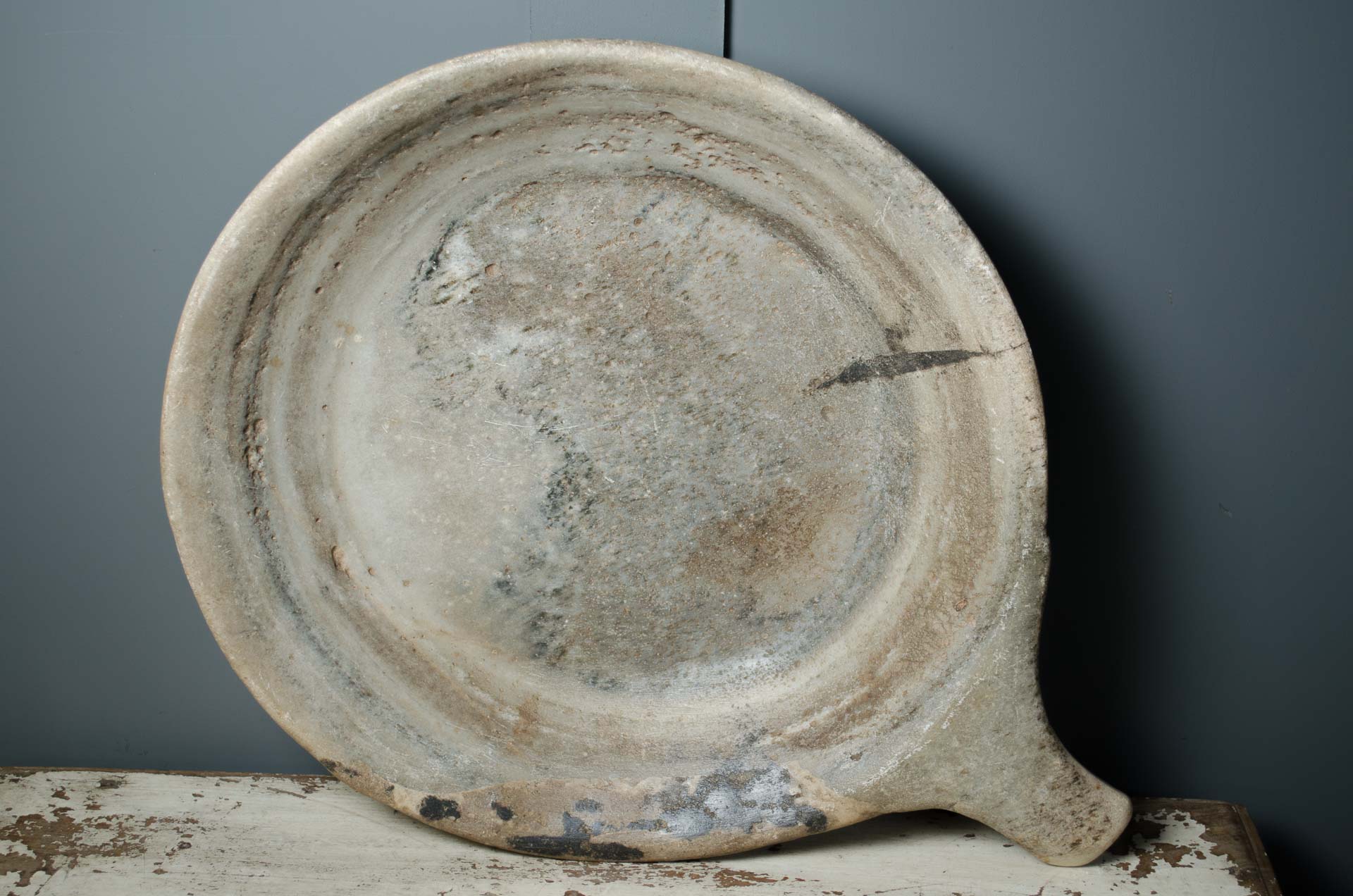 antique stone bowl, hand-carved Indian prep bowl, rustic stone kitchenware, vintage Indian stoneware, traditional grinding bowl, antique kitchen utensil, Indian cooking bowl, farmhouse decor stone bowl, primitive kitchen bowl, authentic Indian antique bowl.