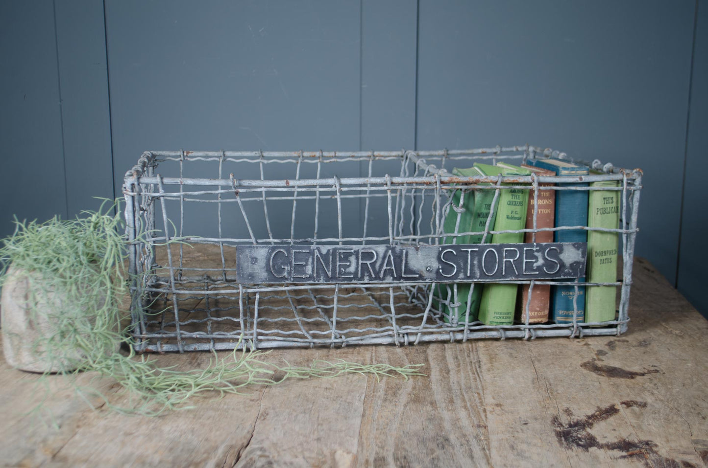 Original General Stores wire basket with embossed name plate