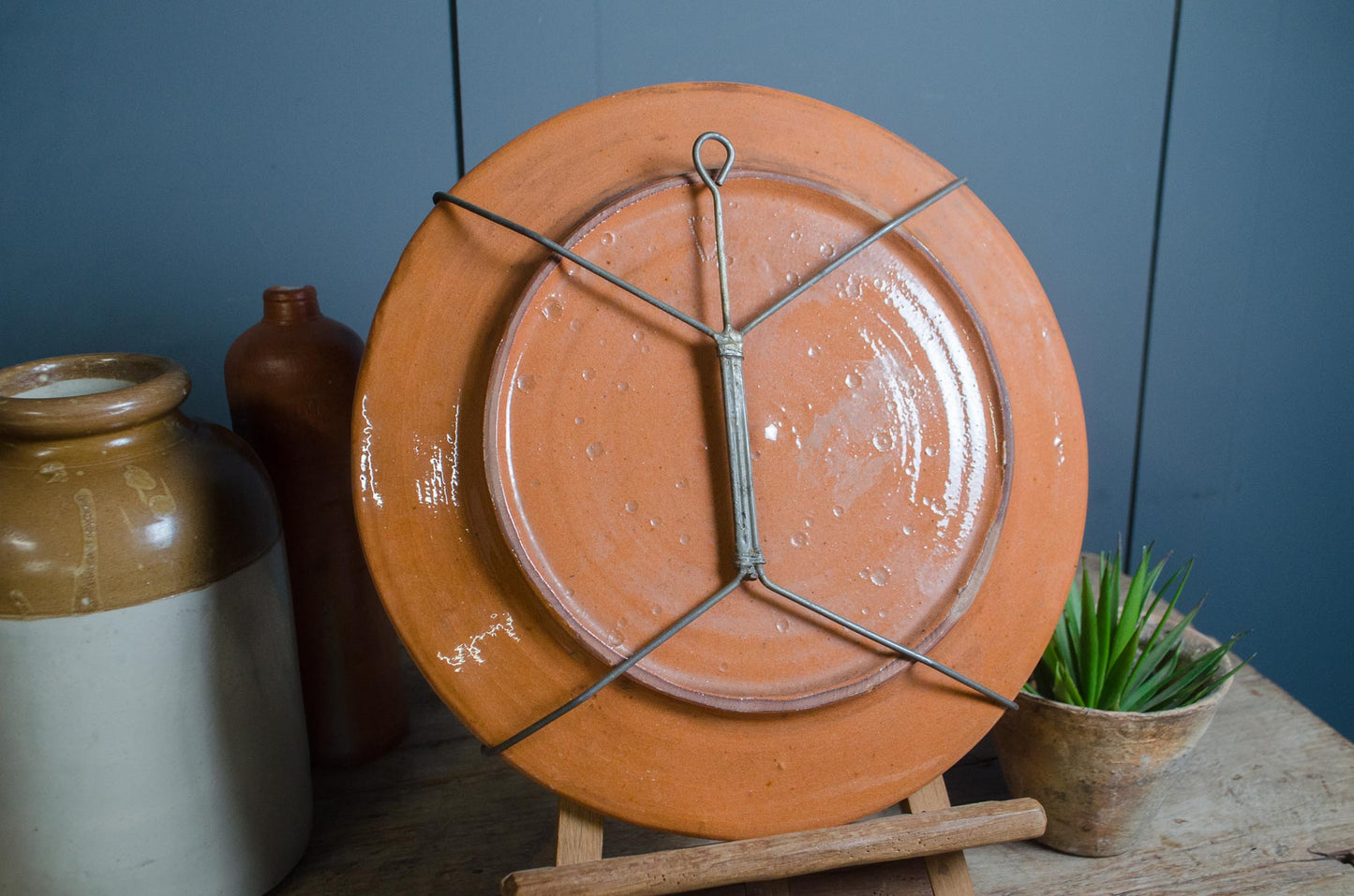 Vintage French Folk Art Terracotta Platter