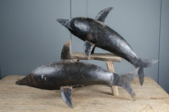 Reclaimed metal dolphin sculpture