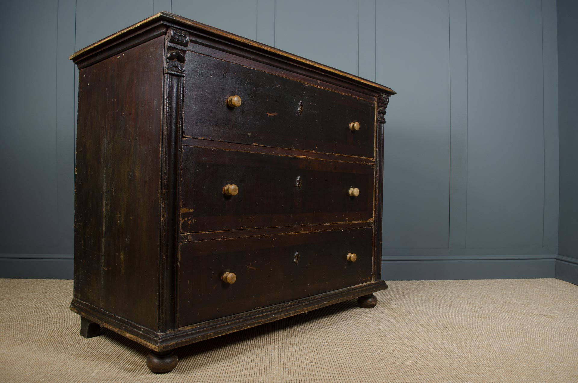 antique dark wood french drawers