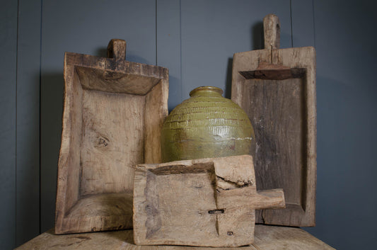Antique Chinese wooden fruit preparation bowl from northern China