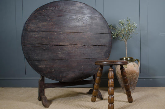 19th century French vendange wine table with folding oak base