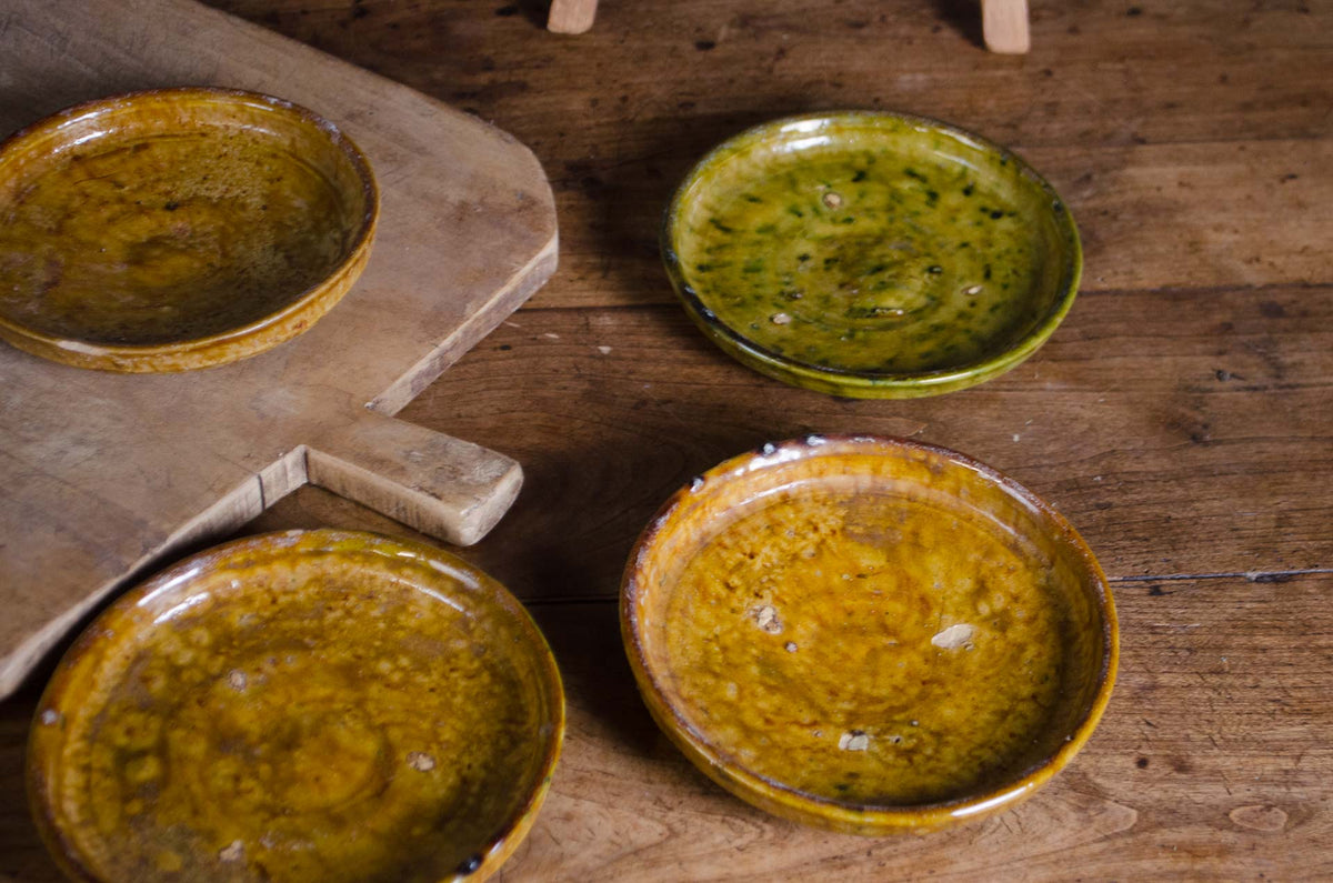 Moroccan Tamegroute pottery plate in ochre glaze
