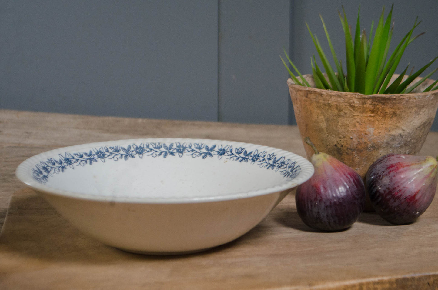 Antique French blue and white ironstone bowl circa 1900