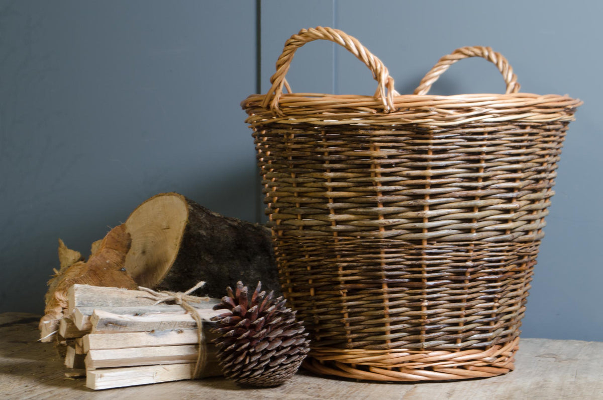 
- Natural wicker basket used as an indoor plant holder