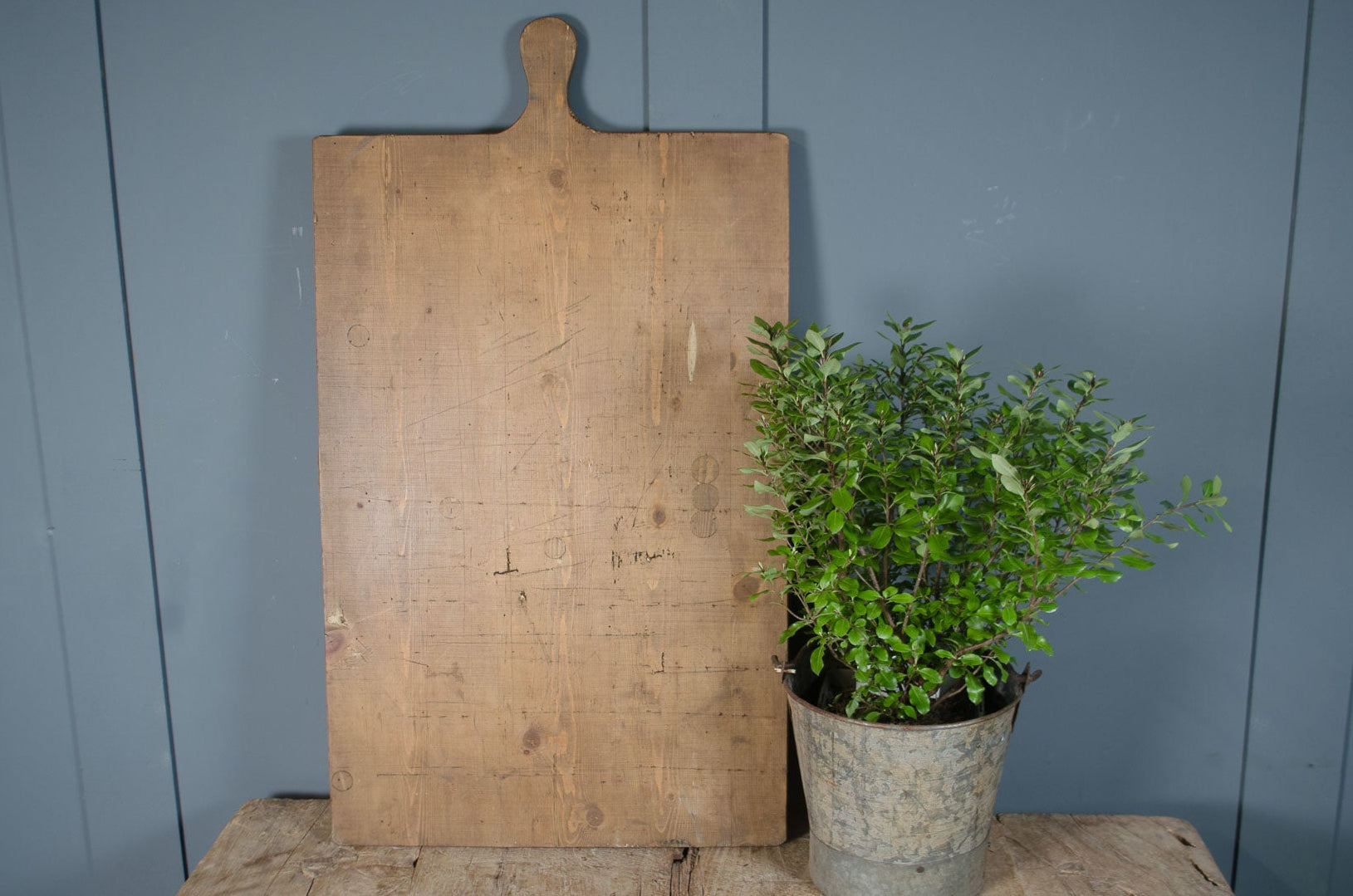 Large reclaimed wooden bread board with beautiful aged patina. Primitive farmhouse kitchen decor piece, treated and waxed for display use only. Perfect rustic wall decor.