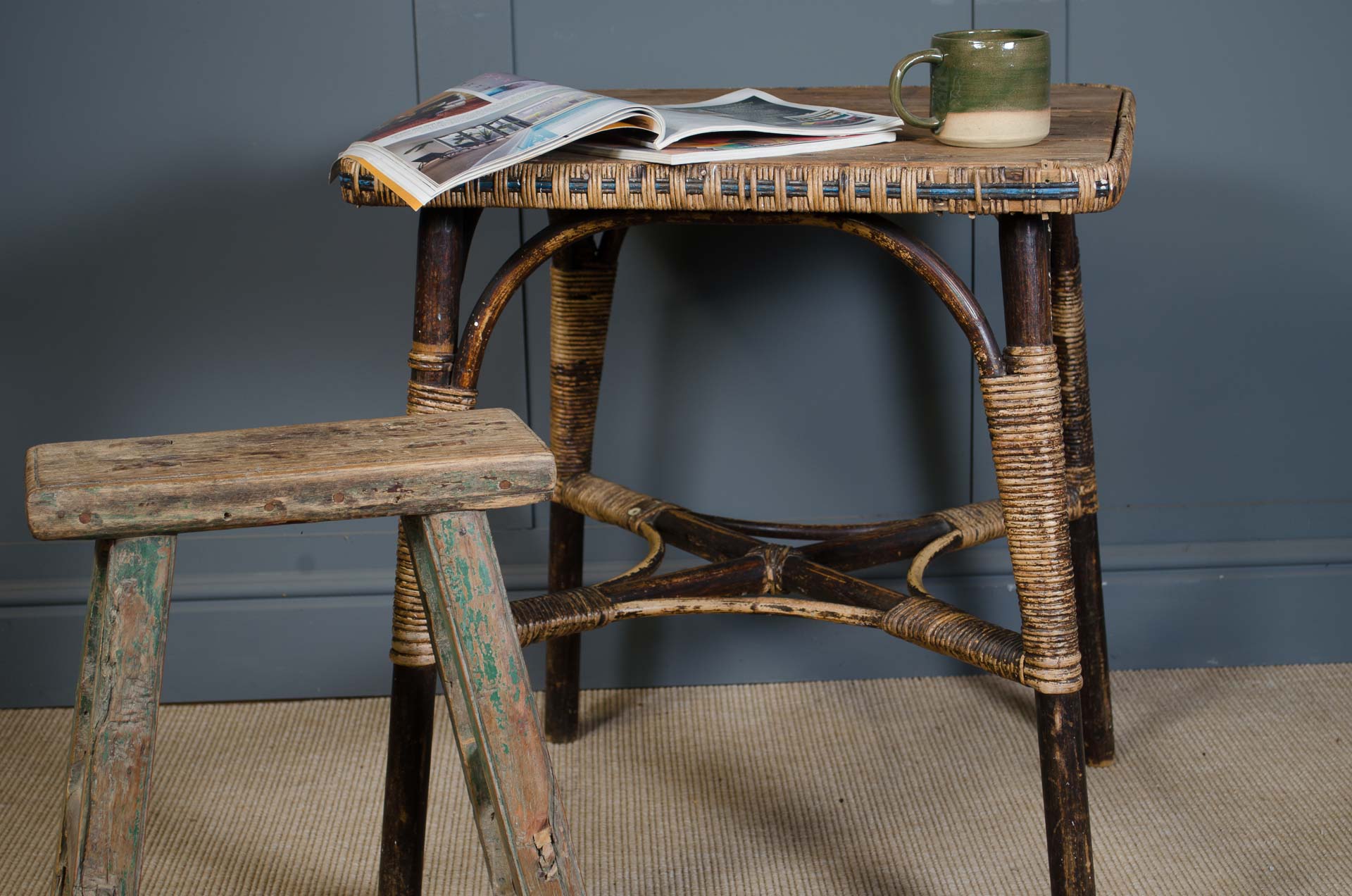 
Mid century bamboo table