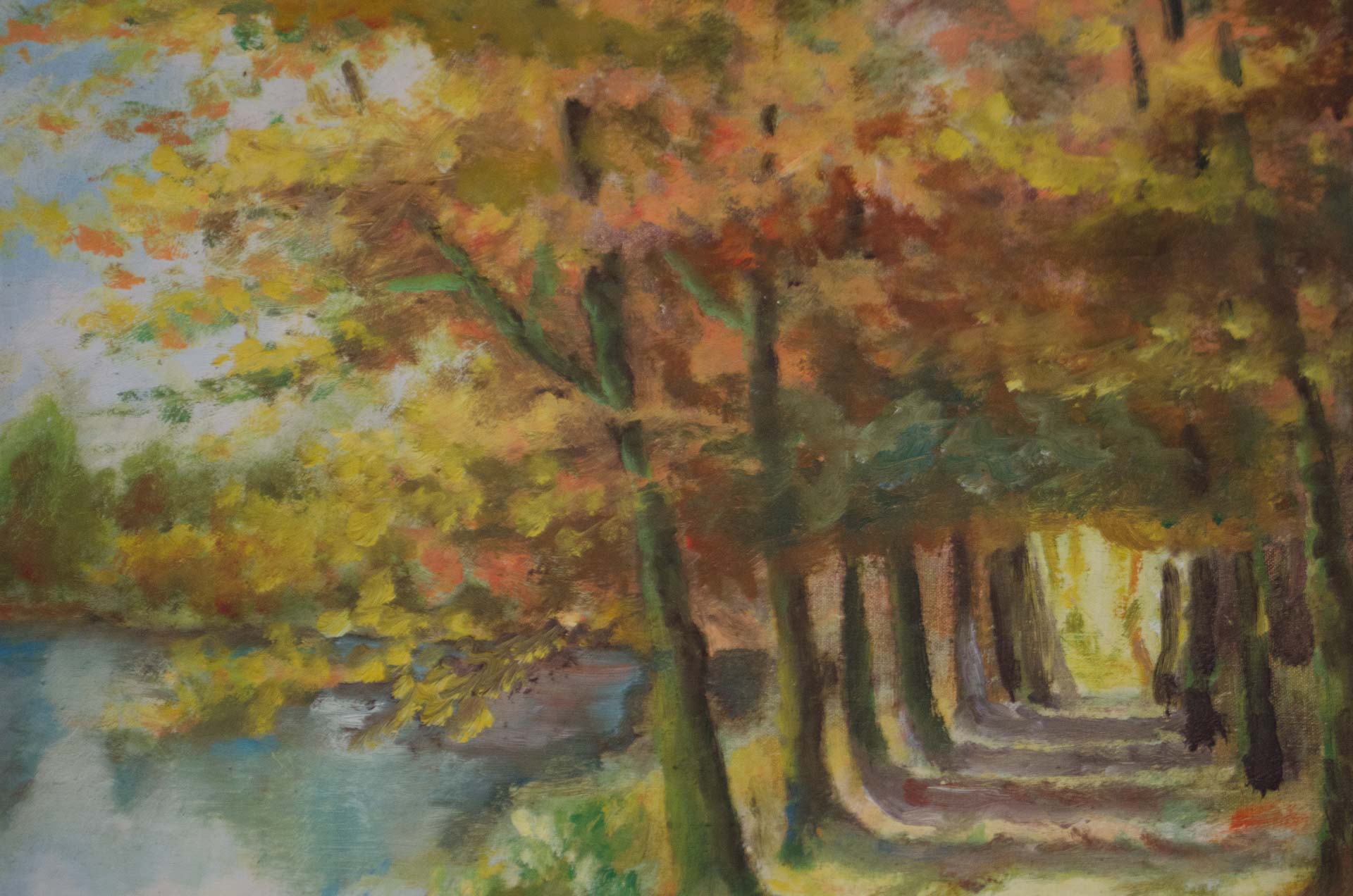 
Autumn landscape painting hand sourced in Northern France