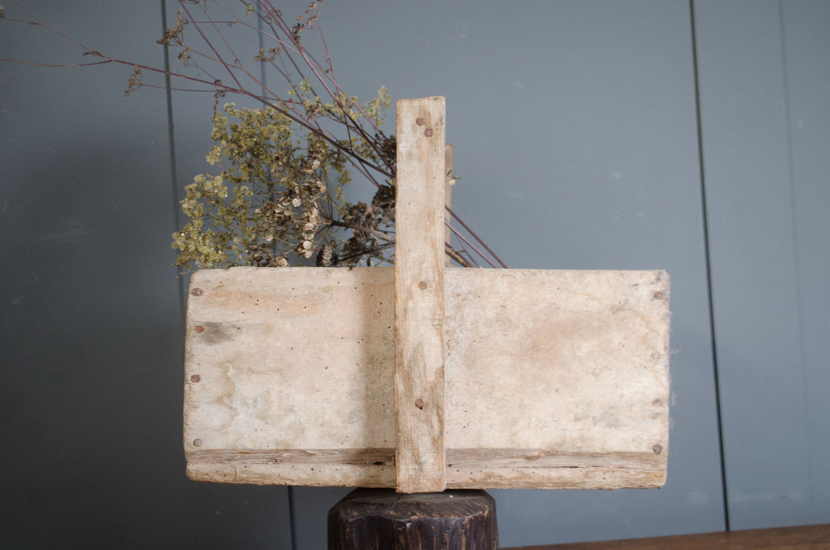 Rustic wooden trug with two divided compartments