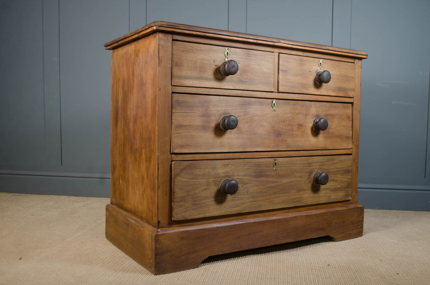 Restored Edwardian solid pine chest of drawers,