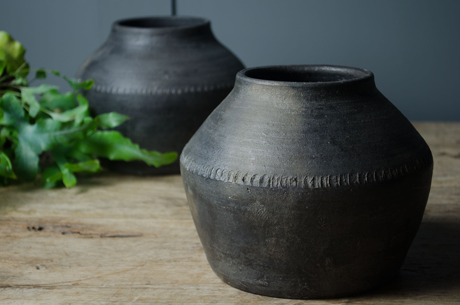 
black clay vase