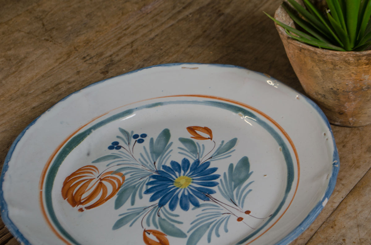 Large Hand Painted Quimper Floral Platters - various designs
