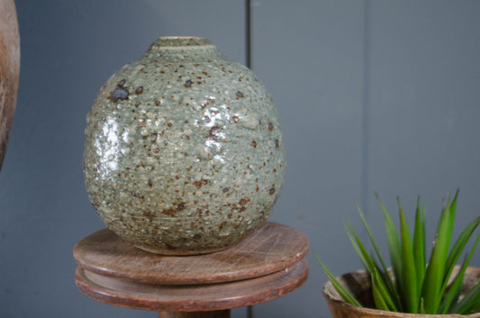 Hand thrown grey sauvage clay studio pottery vase