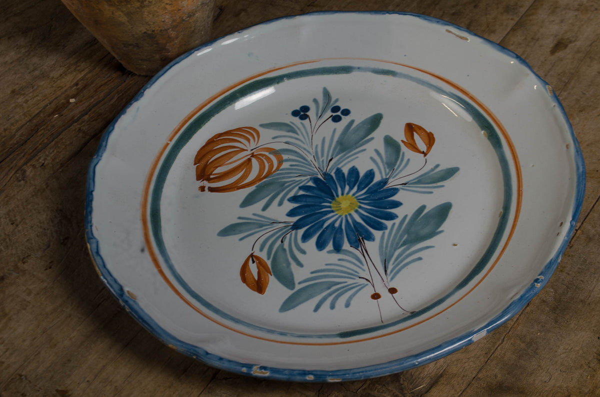 
Large Hand Painted Quimper Floral Platters - various designs