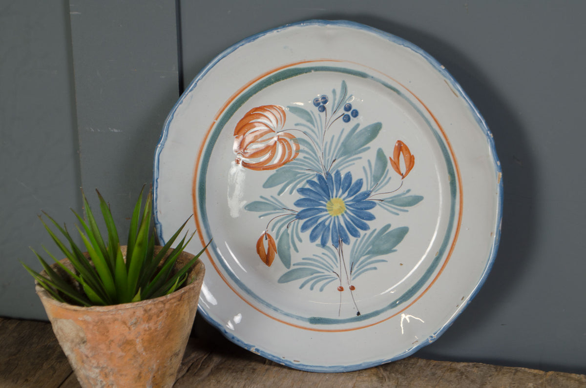 
Large Hand Painted Quimper Floral Platters - various designs