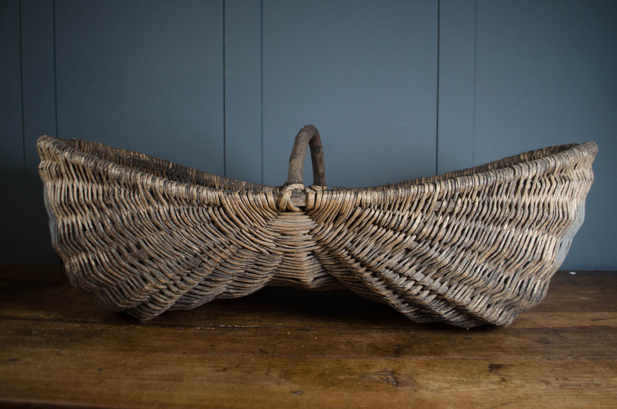 - Large 19th century French wicker basket for period set dressing
