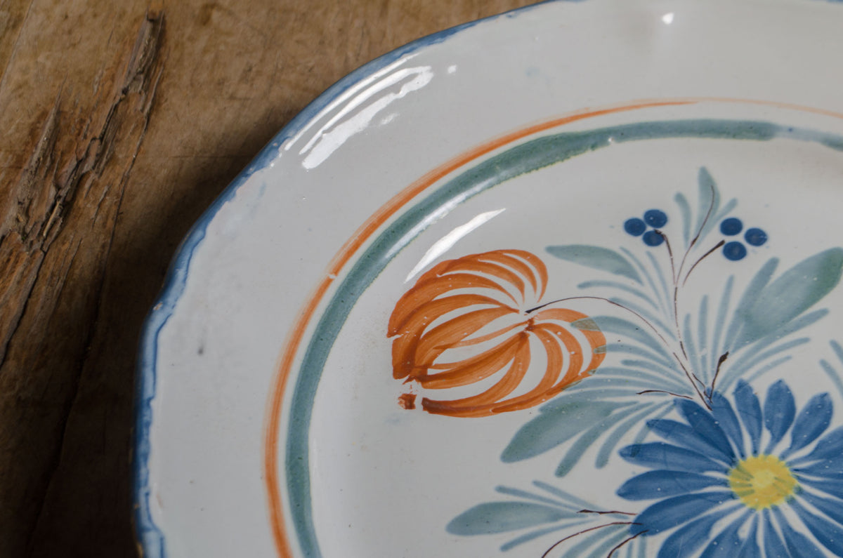 
Large Hand Painted Quimper Floral Platters - various designs