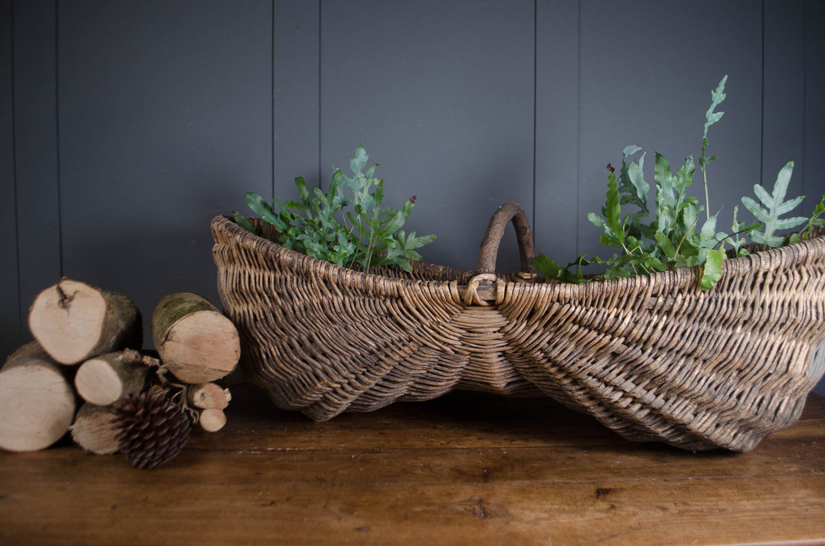 110cm French wicker pannier basket for donkey grape picking