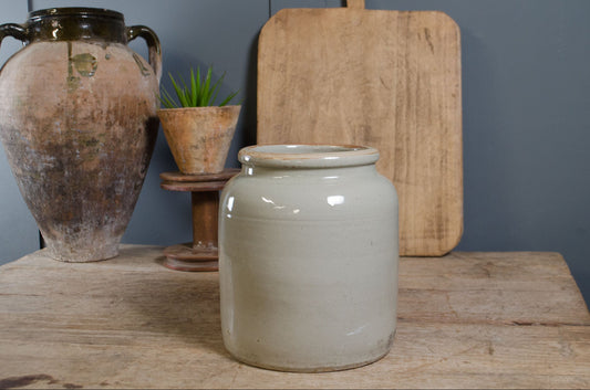 Antique French stoneware preserving jar by A Duquesne Carvin