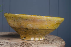 Ceramic bowl and plant pot on a wooden surface with a dark blue background Moroccan Vintage Tamegroute