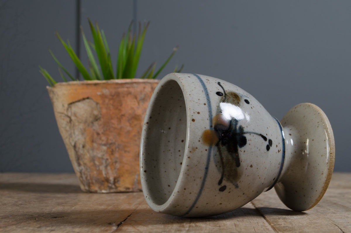 
Hand-Painted Studio Pottery Pedestal Goblet