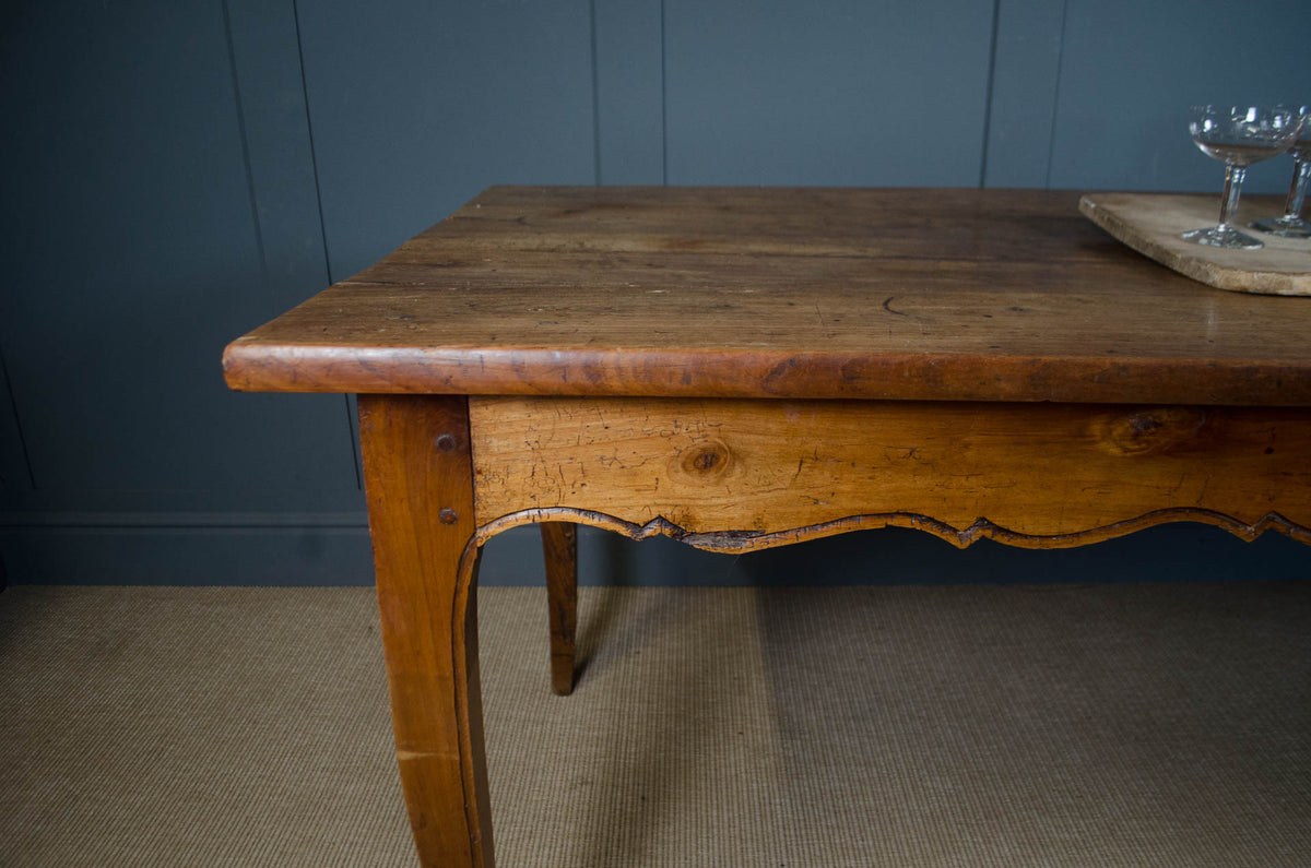 - Antique French cherry table with optional poplar extension leaves