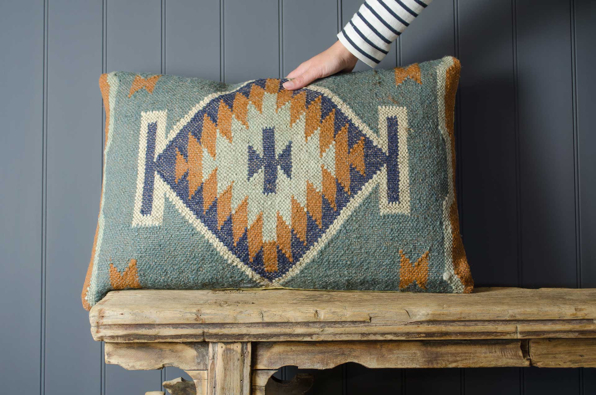 blue kilim cushion