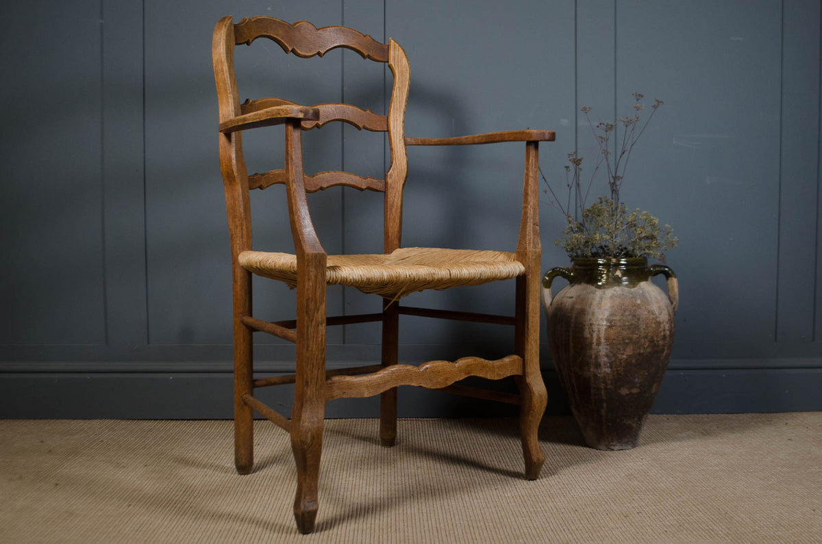 
Oak Rush Seat Carver Chair