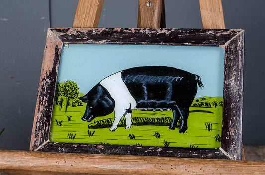 Medium - Indian Reverse Painted Glass Art in Reclaimed Wooden Frames