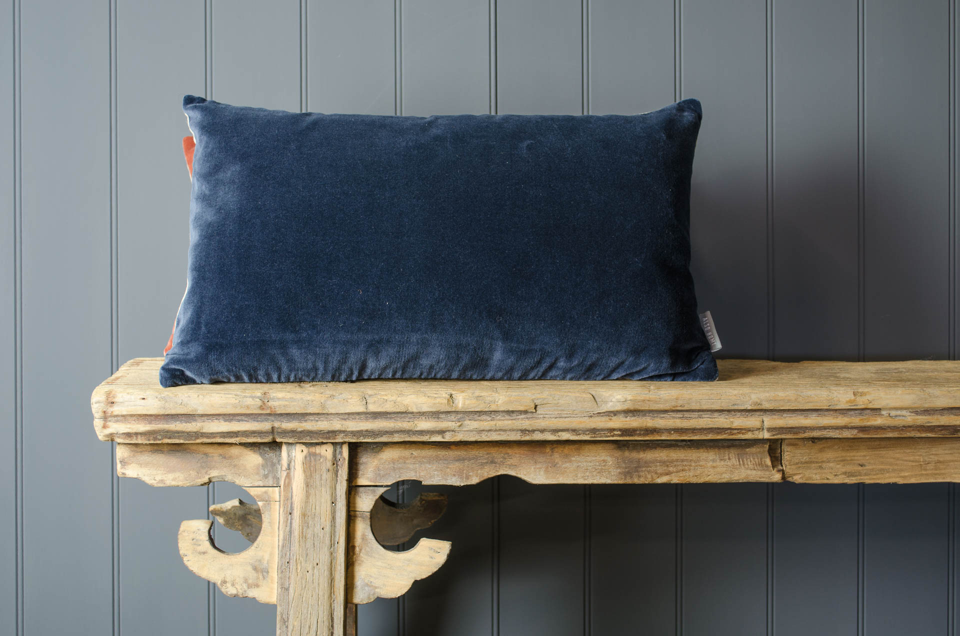 navy velvet oblong cushion