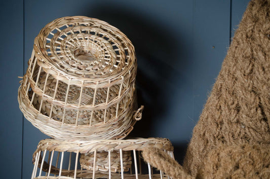 Decorative woven lobster pots for coastal restaurant interior